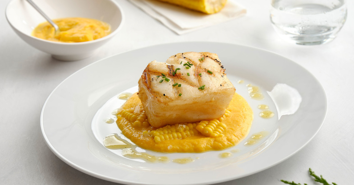 Grilled Patagonian toothfish on corn purée - Royal Greenland A/S