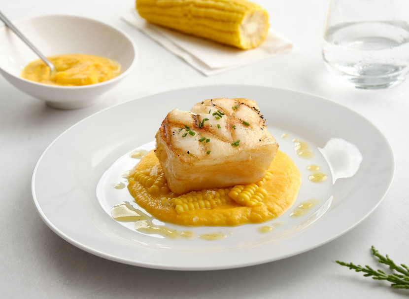 Grilled Patagonian toothfish on corn purée - Royal Greenland A/S