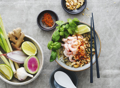 Grøn karry med Disko Bay Kutter-Rejer, ris og cashewnødder